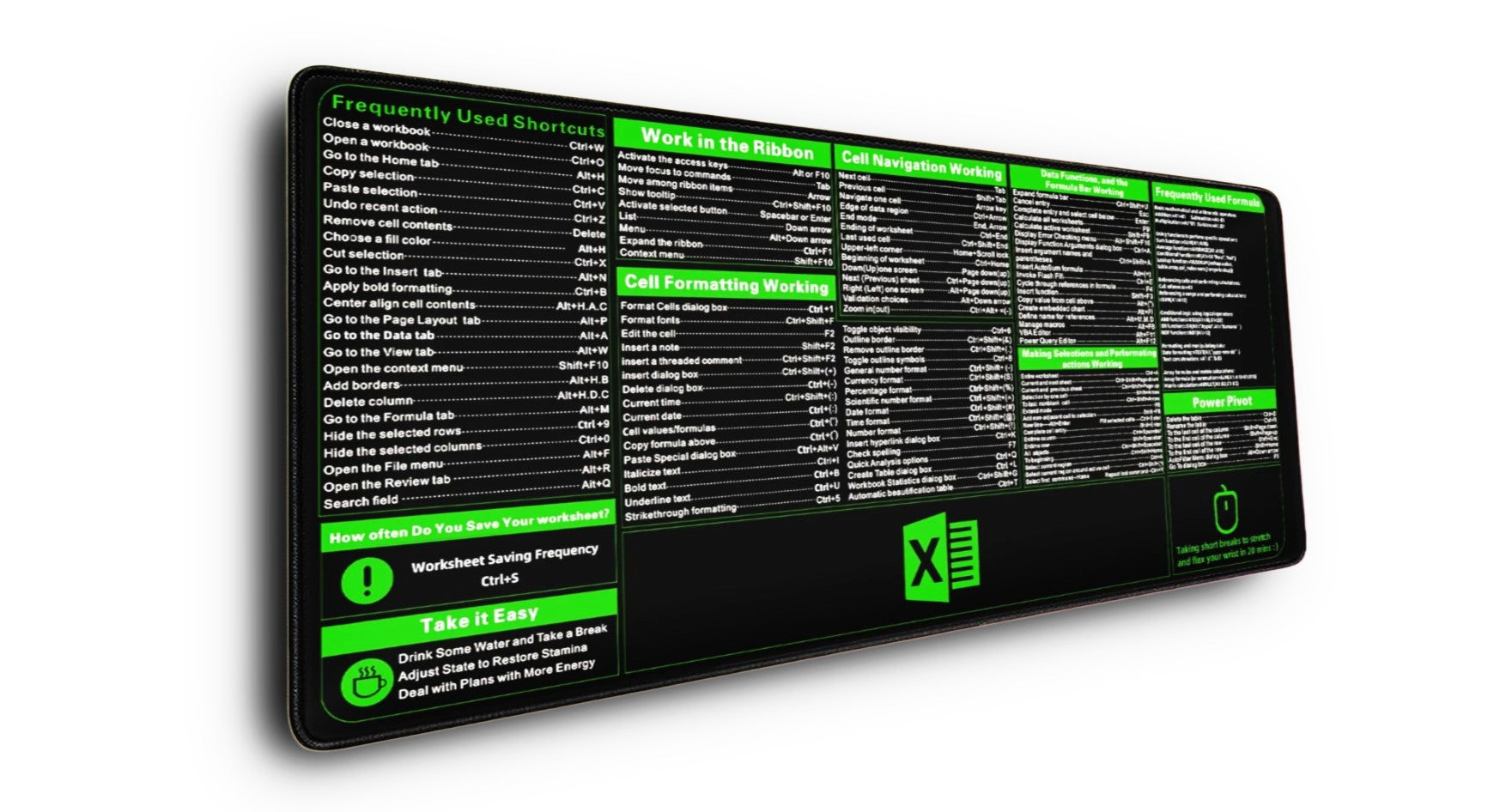 EXCEL Shortcuts Mouse Pad