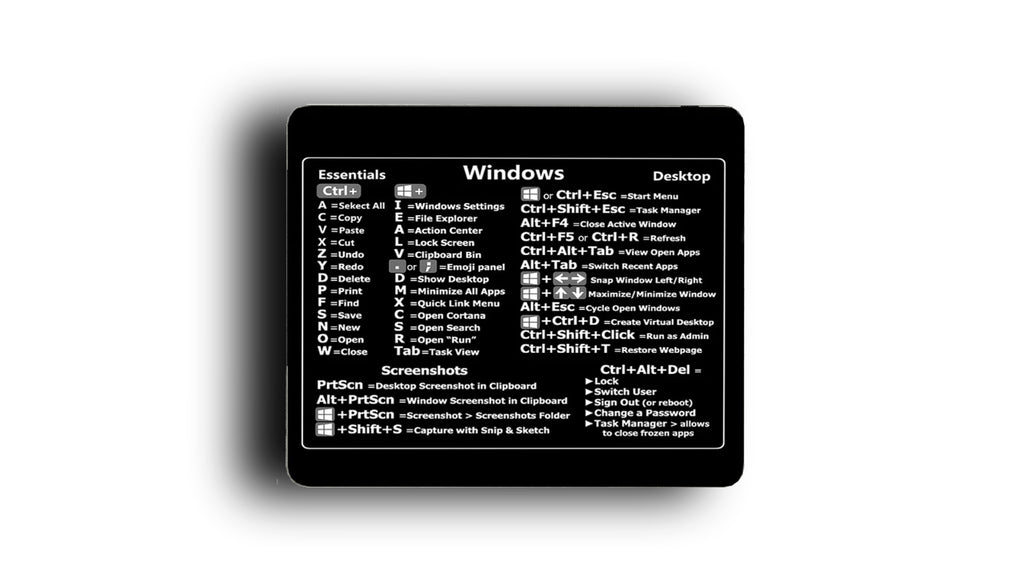 Windows Shortcuts Mini- Mouse Pad